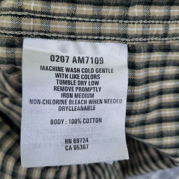 Columbia Rugged Button Down Shirt Mid-Weight Outdoor Tan Black Plaid Men's L - Picture 10 of 15